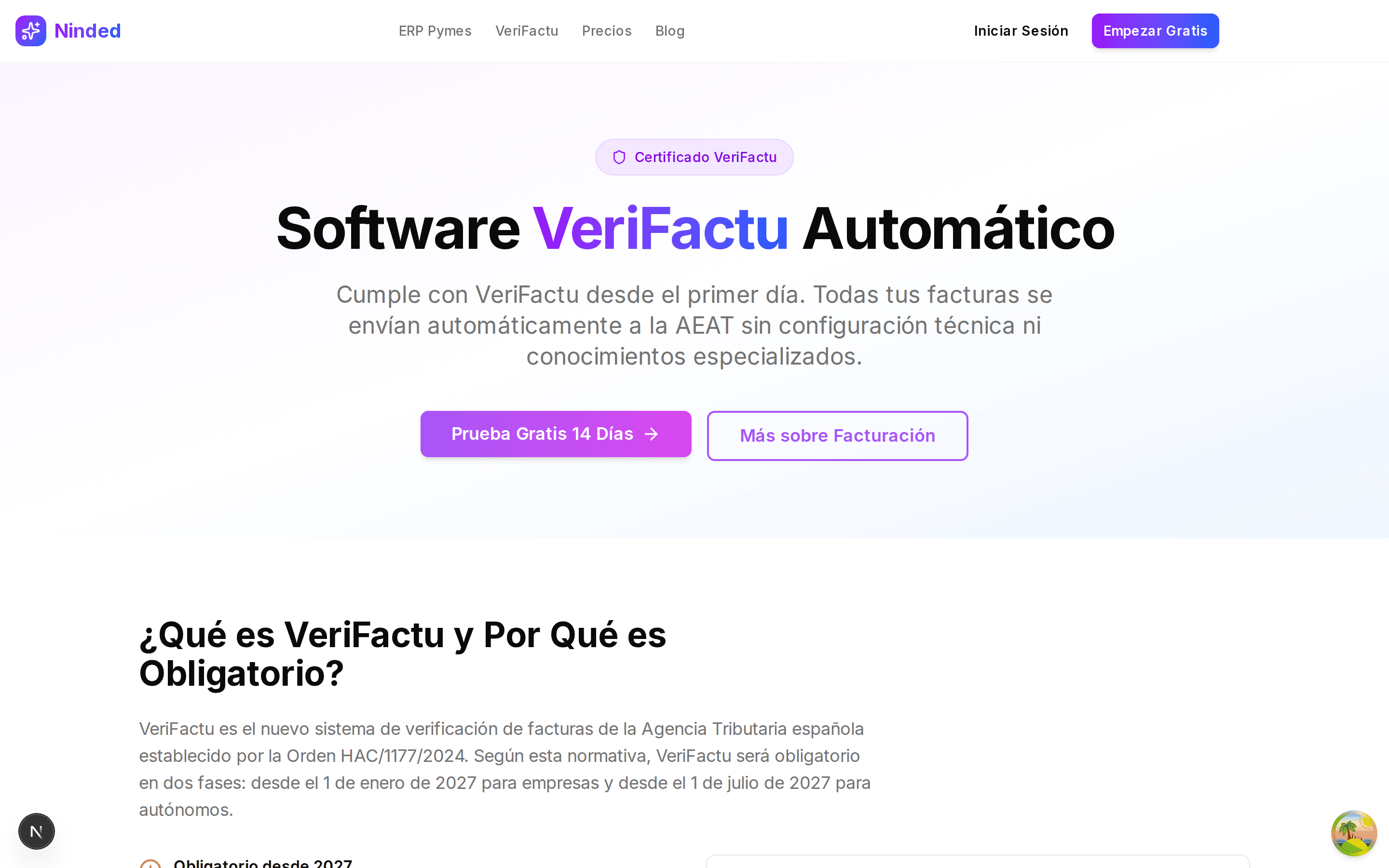 Software VeriFactu de Ninded con envío automático de facturas a la AEAT